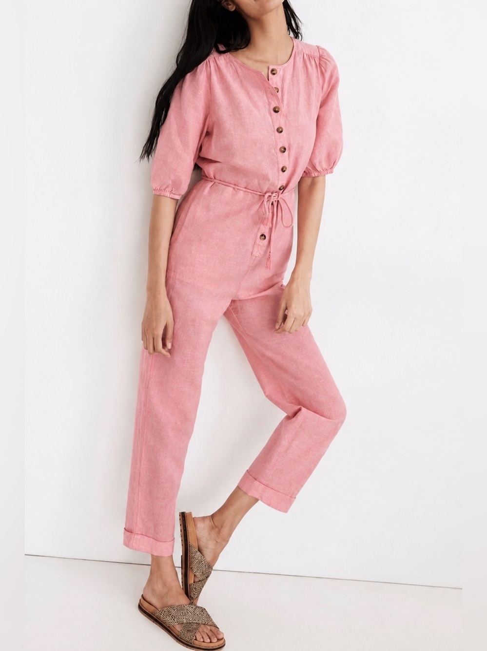 Madewell linen blend pink jumpsuit, XXS